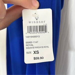 Windsor- Single Strap Open Back High Slit Maxi Dress in Royal Blue- XS